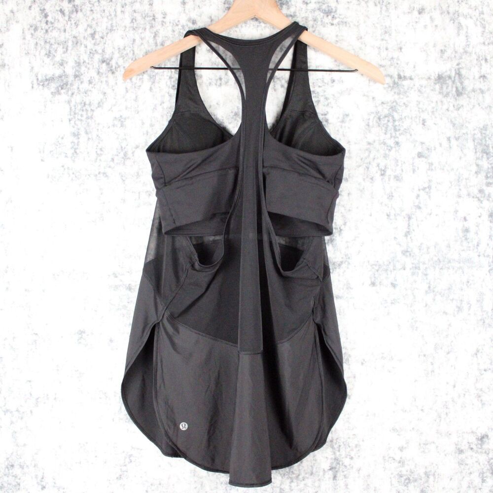 Lululemon Twist Around Tank Light Support Size 8 C/D Cup Black Mesh BLK W1AIDS